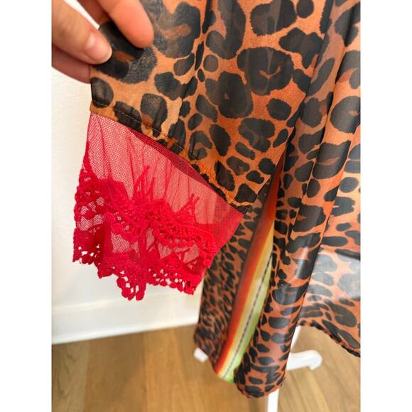 L&B Neon Leopard Aztec Kimono Pink Green Medium - Picture 3 of 6